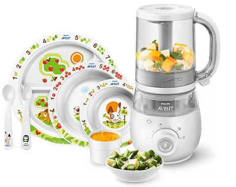 Izdelki za hranjenje malčkov: aparat za pripravo otroške hrane in pribor Philips Avent