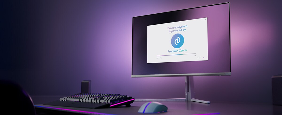 Monitor Philips Evnia je nastavljen za Precision Center