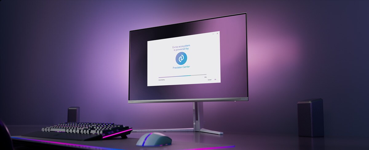 Monitor Philips Evnia je nastavljen za Precision Center