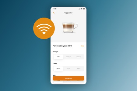 Zaslon aplikacije Philips Coffee+ za še priročnejšo uporabo